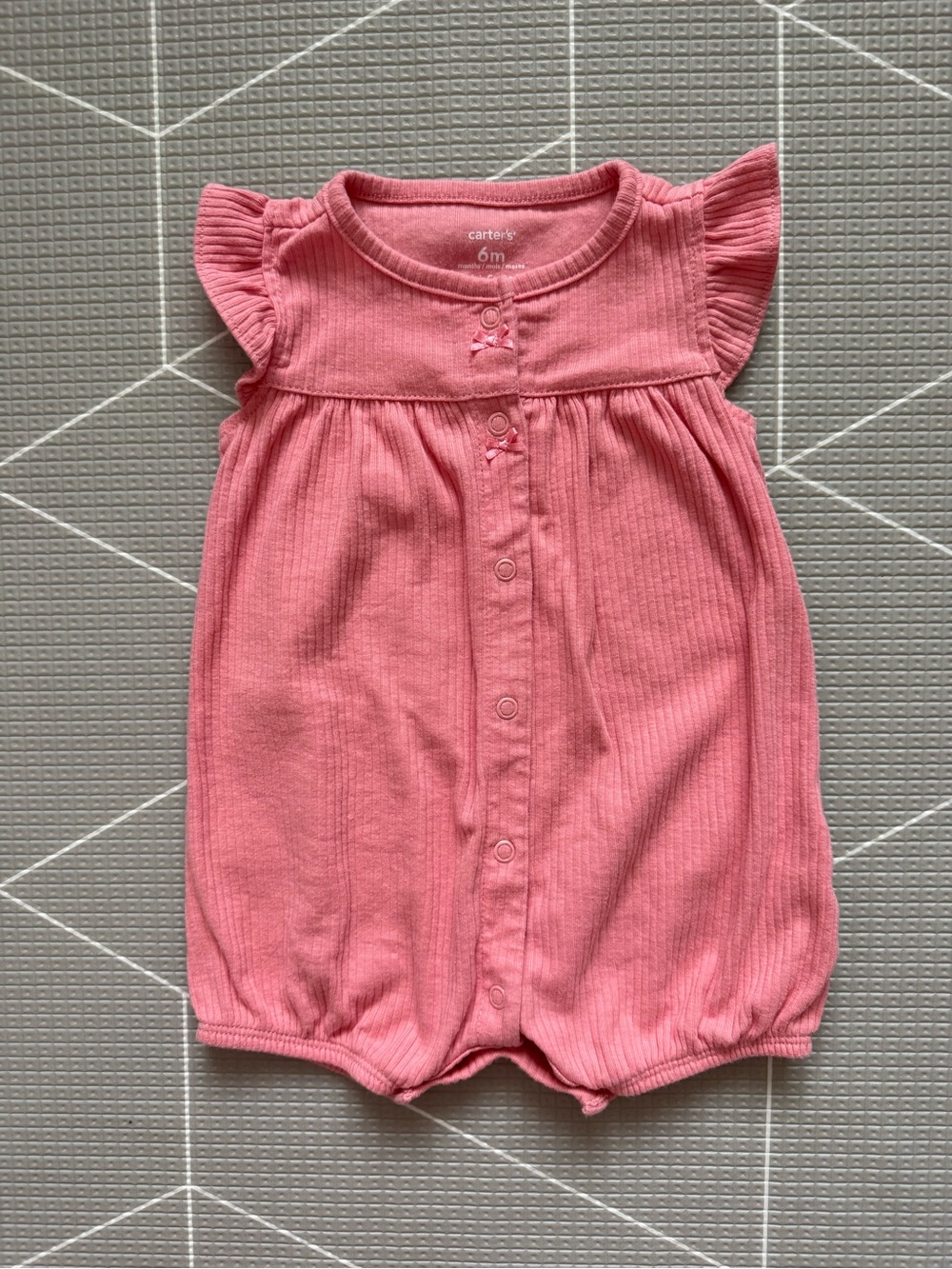 Carter's|Baby girl ribbed short sleeve bubble romper,cute ditsy ribbons•••6M